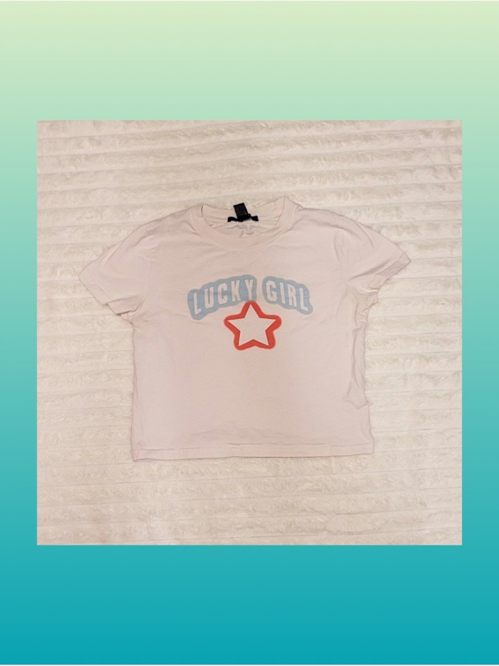 Forever 21 Light Pink "Lucky Girl" Tee with Red Star